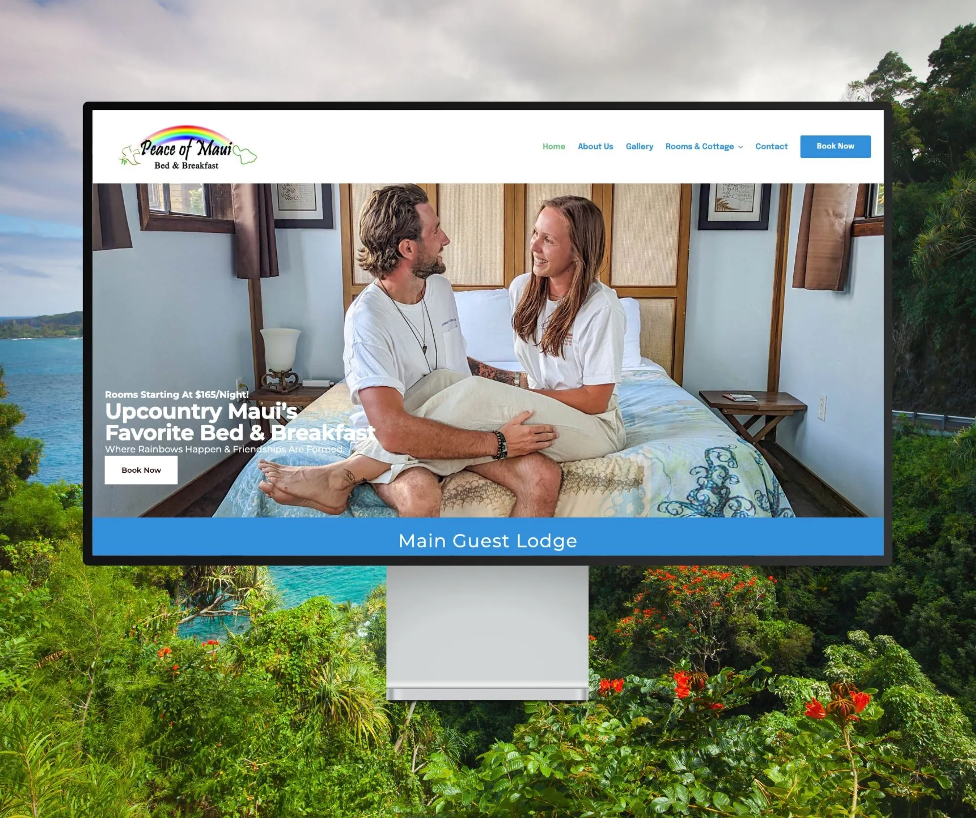 Peace of Maui website shown on a desktop display