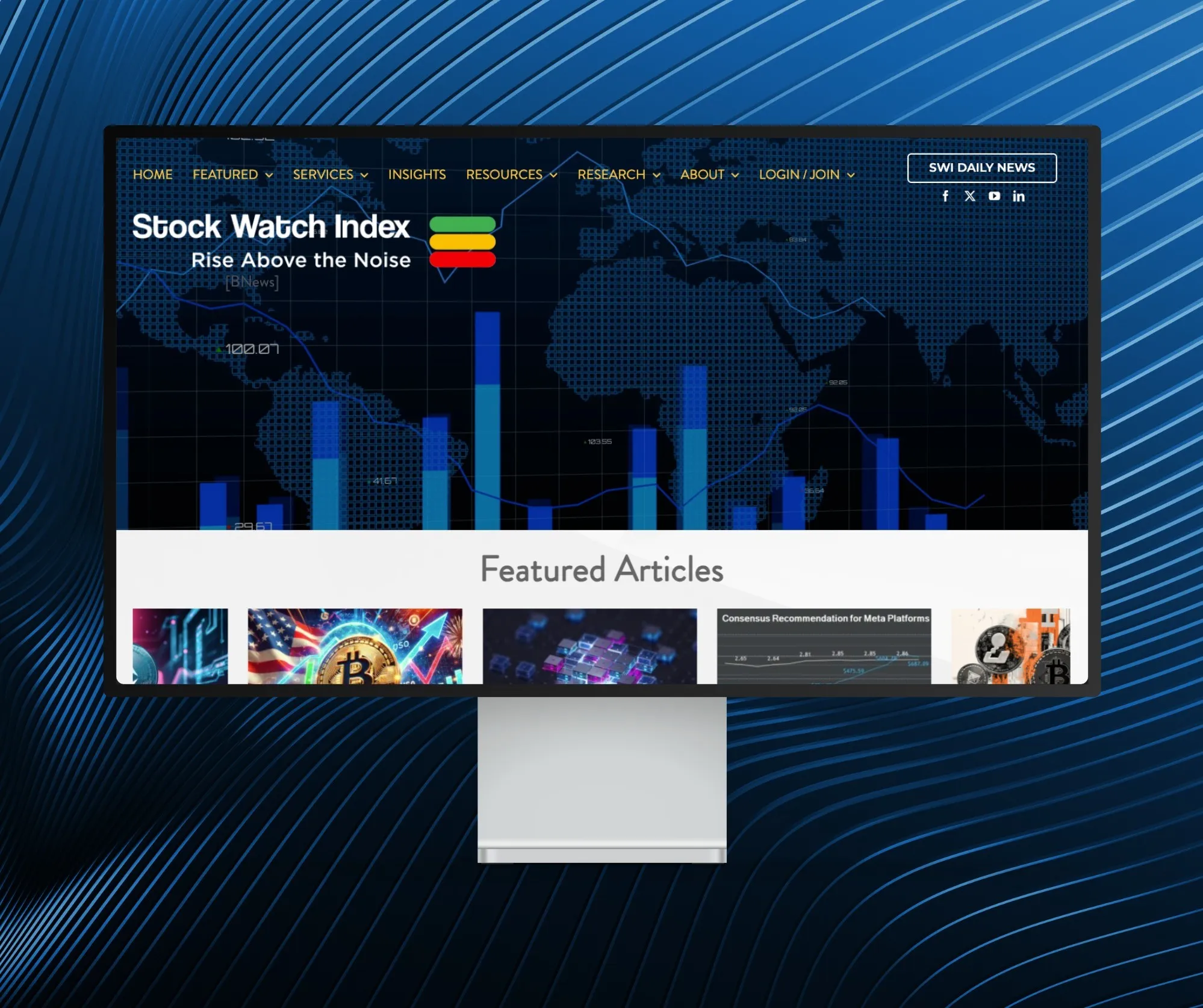 StockWatchIndex website shown on a desktop display