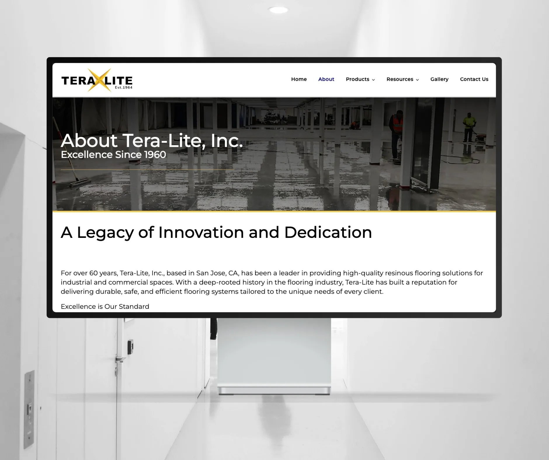 Teralite website shown on a desktop display